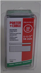 Porter Cable FN16150-1 Porter-Cable 16 GA. X 1-1/2 " Galvanized Finish Nails Quantity of 1000 FN16150-1